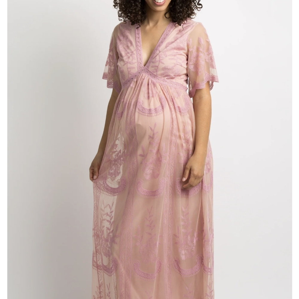 PinkBlush Maternity mesh lace dress